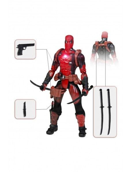 LRS STORE Deadpool Figür Karakter Oyuncak 16.5 Cm Işıklı Eklemli Aksesuarlı Dead Pool