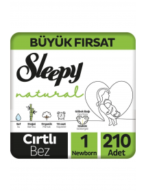 Sleepy Natural Büyük Fırsat Paketi Bebek Bezi 1 Numara Yenidoğan 210 Adet