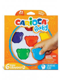 Carioca Teddy Şekilli Kirletmeyen Mum Boyalar 6'lı